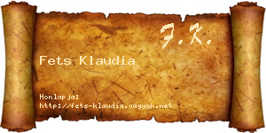 Fets Klaudia névjegykártya